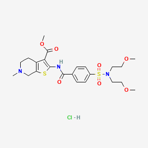 molecular formula C23H32ClN3O7S2 B2854101 methyl 2-(4-(N,N-bis(2-methoxyethyl)sulfamoyl)benzamido)-6-methyl-4,5,6,7-tetrahydrothieno[2,3-c]pyridine-3-carboxylate hydrochloride CAS No. 1216745-18-4