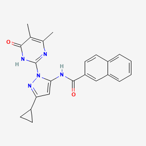 molecular formula C23H21N5O2 B2854107 N-(3-cyclopropyl-1-(4,5-dimethyl-6-oxo-1,6-dihydropyrimidin-2-yl)-1H-pyrazol-5-yl)-2-naphthamide CAS No. 1226455-43-1