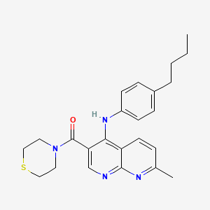 molecular formula C24H28N4OS B2854108 N-(4-BUTYLPHENYL)-7-METHYL-3-(THIOMORPHOLINE-4-CARBONYL)-1,8-NAPHTHYRIDIN-4-AMINE CAS No. 1251619-36-9