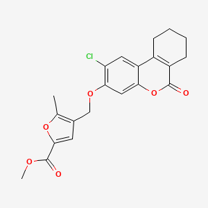 molecular formula C21H19ClO6 B2854132 Methyl 4-[(2-chloro-6-oxo-7,8,9,10-tetrahydrobenzo[c]chromen-3-yl)oxymethyl]-5-methylfuran-2-carboxylate CAS No. 374763-55-0