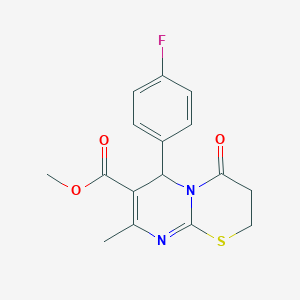 molecular formula C16H15FN2O3S B2854137 Methyl 6-(4-fluorophenyl)-8-methyl-4-oxo-2,3,4,6-tetrahydropyrimido[2,1-b][1,3]thiazine-7-carboxylate CAS No. 301358-81-6