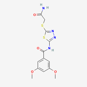 molecular formula C13H14N4O4S2 B2854154 N-{5-[(carbamoylmethyl)sulfanyl]-1,3,4-thiadiazol-2-yl}-3,5-dimethoxybenzamide CAS No. 868976-45-8