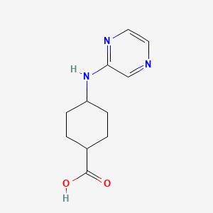molecular formula C11H15N3O2 B2854191 4-(Pyrazin-2-ylamino)cyclohexane-1-carboxylic acid CAS No. 2136119-50-9