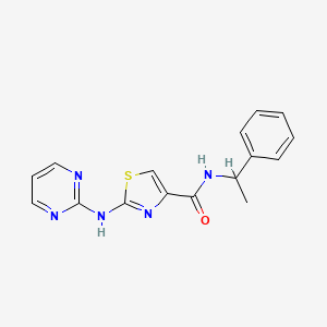 molecular formula C16H15N5OS B2854209 N-(1-phenylethyl)-2-(pyrimidin-2-ylamino)thiazole-4-carboxamide CAS No. 1251563-27-5