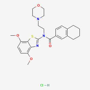 molecular formula C26H32ClN3O4S B2854215 N-(4,7-dimethoxybenzo[d]thiazol-2-yl)-N-(2-morpholinoethyl)-5,6,7,8-tetrahydronaphthalene-2-carboxamide hydrochloride CAS No. 1216687-56-7