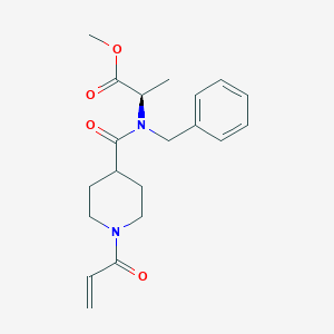 molecular formula C20H26N2O4 B2854217 Methyl (2R)-2-[benzyl-(1-prop-2-enoylpiperidine-4-carbonyl)amino]propanoate CAS No. 2361584-07-6