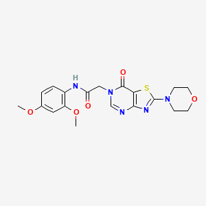 molecular formula C19H21N5O5S B2854227 N-(2,4-dimethoxyphenyl)-2-[2-(morpholin-4-yl)-7-oxo-6H,7H-[1,3]thiazolo[4,5-d]pyrimidin-6-yl]acetamide CAS No. 1223764-26-8