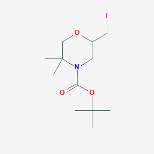 molecular formula C12H22INO3 B2854239 Tert-butyl 2-(iodomethyl)-5,5-dimethylmorpholine-4-carboxylate CAS No. 2167937-99-5
