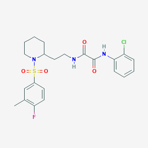molecular formula C22H25ClFN3O4S B2854273 N'-(2-chlorophenyl)-N-{2-[1-(4-fluoro-3-methylbenzenesulfonyl)piperidin-2-yl]ethyl}ethanediamide CAS No. 898406-94-5