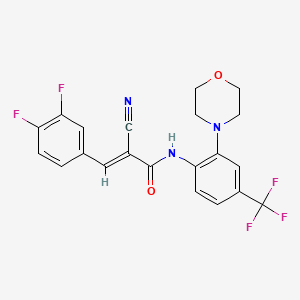 molecular formula C21H16F5N3O2 B2854328 (E)-2-cyano-3-(3,4-difluorophenyl)-N-[2-morpholin-4-yl-4-(trifluoromethyl)phenyl]prop-2-enamide CAS No. 380466-36-4