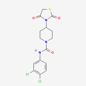 molecular formula C15H15Cl2N3O3S B2854335 N-(3,4-dichlorophenyl)-4-(2,4-dioxo-1,3-thiazolidin-3-yl)piperidine-1-carboxamide CAS No. 2309601-18-9