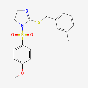 molecular formula C18H20N2O3S2 B2854358 1-(4-methoxybenzenesulfonyl)-2-{[(3-methylphenyl)methyl]sulfanyl}-4,5-dihydro-1H-imidazole CAS No. 868217-71-4