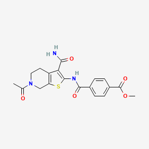 molecular formula C19H19N3O5S B2854360 Methyl 4-((6-acetyl-3-carbamoyl-4,5,6,7-tetrahydrothieno[2,3-c]pyridin-2-yl)carbamoyl)benzoate CAS No. 864927-83-3