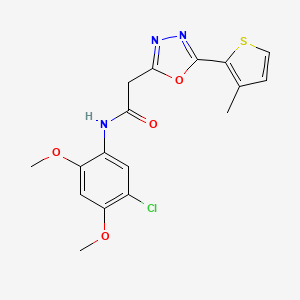 molecular formula C17H16ClN3O4S B2854362 N-(5-chloro-2,4-dimethoxyphenyl)-2-[5-(3-methylthiophen-2-yl)-1,3,4-oxadiazol-2-yl]acetamide CAS No. 1251687-45-2