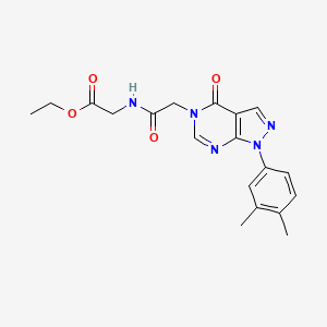 molecular formula C19H21N5O4 B2854376 ethyl 2-(2-(1-(3,4-dimethylphenyl)-4-oxo-1H-pyrazolo[3,4-d]pyrimidin-5(4H)-yl)acetamido)acetate CAS No. 852451-67-3