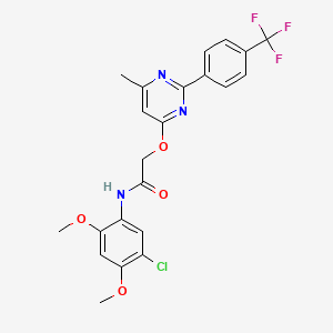 molecular formula C22H19ClF3N3O4 B2854381 N-(5-chloro-2,4-dimethoxyphenyl)-2-({6-methyl-2-[4-(trifluoromethyl)phenyl]pyrimidin-4-yl}oxy)acetamide CAS No. 1251626-02-4