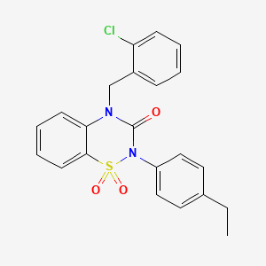 molecular formula C22H19ClN2O3S B2854425 4-(2-chlorobenzyl)-2-(4-ethylphenyl)-2H-1,2,4-benzothiadiazin-3(4H)-one 1,1-dioxide CAS No. 896703-99-4
