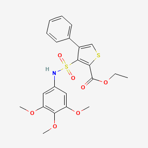 molecular formula C22H23NO7S2 B2854426 Ethyl 4-phenyl-3-[(3,4,5-trimethoxyphenyl)sulfamoyl]thiophene-2-carboxylate CAS No. 1105208-75-0