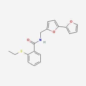 molecular formula C18H17NO3S B2854430 N-({[2,2'-bifuran]-5-yl}methyl)-2-(ethylsulfanyl)benzamide CAS No. 2097918-81-3