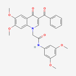 molecular formula C28H26N2O7 B2854435 2-(3-BENZOYL-6,7-DIMETHOXY-4-OXO-1,4-DIHYDROQUINOLIN-1-YL)-N-(3,5-DIMETHOXYPHENYL)ACETAMIDE CAS No. 866590-37-6