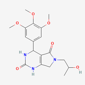 molecular formula C18H23N3O6 B2854453 6-(2-hydroxypropyl)-4-(3,4,5-trimethoxyphenyl)-1H,2H,3H,4H,5H,6H,7H-pyrrolo[3,4-d]pyrimidine-2,5-dione CAS No. 1021060-61-6