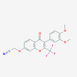 molecular formula C20H14F3NO5 B2854468 2-((3-(3,4-dimethoxyphenyl)-4-oxo-2-(trifluoromethyl)-4H-chromen-7-yl)oxy)acetonitrile CAS No. 848208-31-1