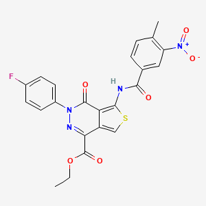 molecular formula C23H17FN4O6S B2854476 ethyl 3-(4-fluorophenyl)-5-(4-methyl-3-nitrobenzamido)-4-oxo-3H,4H-thieno[3,4-d]pyridazine-1-carboxylate CAS No. 851949-51-4