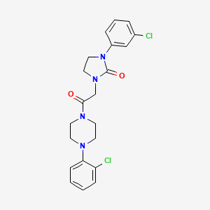 molecular formula C21H22Cl2N4O2 B2854486 1-(3-Chlorophenyl)-3-(2-(4-(2-chlorophenyl)piperazin-1-yl)-2-oxoethyl)imidazolidin-2-one CAS No. 1251575-32-2