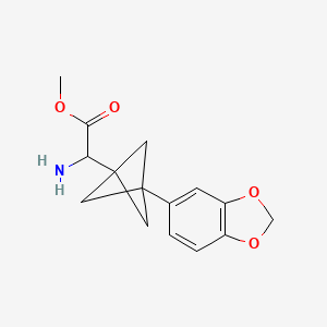 molecular formula C15H17NO4 B2854493 Methyl 2-amino-2-[3-(1,3-benzodioxol-5-yl)-1-bicyclo[1.1.1]pentanyl]acetate CAS No. 2287260-32-4