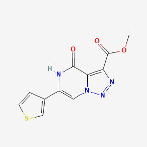 molecular formula C11H8N4O3S B2854500 Methyl 4-oxo-6-(3-thienyl)-4,5-dihydro[1,2,3]triazolo[1,5-a]pyrazine-3-carboxylate CAS No. 2062380-43-0