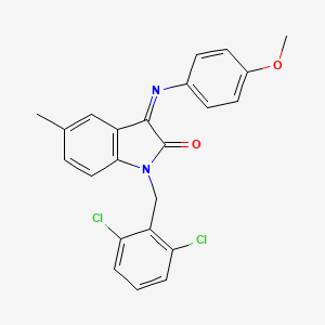 molecular formula C23H18Cl2N2O2 B2854505 1-(2,6-dichlorobenzyl)-3-[(4-methoxyphenyl)imino]-5-methyl-1,3-dihydro-2H-indol-2-one CAS No. 478043-08-2