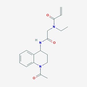 molecular formula C18H23N3O3 B2854511 N-[2-[(1-Acetyl-3,4-dihydro-2H-quinolin-4-yl)amino]-2-oxoethyl]-N-ethylprop-2-enamide CAS No. 2361745-73-3