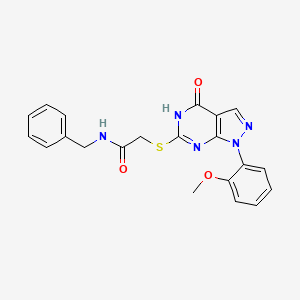 molecular formula C21H19N5O3S B2854514 N-benzyl-2-((1-(2-methoxyphenyl)-4-oxo-4,5-dihydro-1H-pyrazolo[3,4-d]pyrimidin-6-yl)thio)acetamide CAS No. 946200-98-2