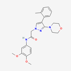 molecular formula C24H28N4O4 B2854522 N-(3,4-dimethoxyphenyl)-2-(3-morpholino-4-(o-tolyl)-1H-pyrazol-1-yl)acetamide CAS No. 1286728-15-1