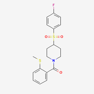 molecular formula C19H20FNO3S2 B2854535 4-(4-fluorobenzenesulfonyl)-1-[2-(methylsulfanyl)benzoyl]piperidine CAS No. 1796969-60-2