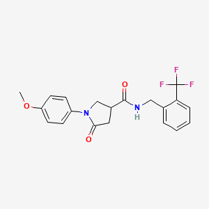 molecular formula C20H19F3N2O3 B2854537 1-(4-methoxyphenyl)-5-oxo-N-{[2-(trifluoromethyl)phenyl]methyl}pyrrolidine-3-carboxamide CAS No. 1252860-36-8