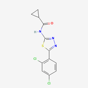 molecular formula C12H9Cl2N3OS B2854538 N-[5-(2,4-dichlorophenyl)-1,3,4-thiadiazol-2-yl]cyclopropanecarboxamide CAS No. 391863-87-9