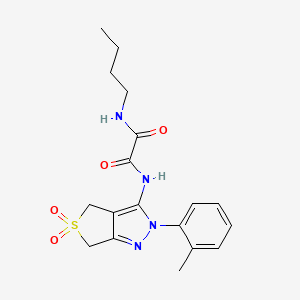 molecular formula C18H22N4O4S B2854568 N1-butyl-N2-(5,5-dioxido-2-(o-tolyl)-4,6-dihydro-2H-thieno[3,4-c]pyrazol-3-yl)oxalamide CAS No. 899944-74-2
