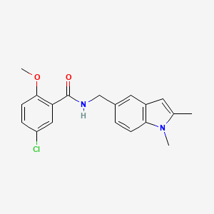 molecular formula C19H19ClN2O2 B2854576 5-chloro-N-((1,2-dimethyl-1H-indol-5-yl)methyl)-2-methoxybenzamide CAS No. 852137-47-4