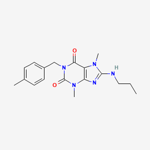 B2854672 3,7-dimethyl-1-(4-methylbenzyl)-8-(propylamino)-1H-purine-2,6(3H,7H)-dione CAS No. 941936-96-5