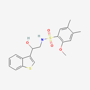 molecular formula C19H21NO4S2 B2854675 N-(2-(benzo[b]thiophen-3-yl)-2-hydroxyethyl)-2-methoxy-4,5-dimethylbenzenesulfonamide CAS No. 2034407-39-9