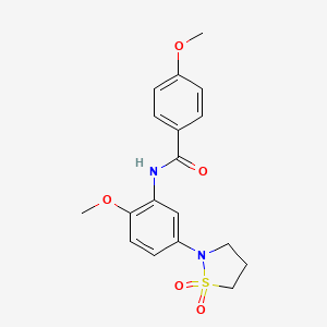molecular formula C18H20N2O5S B2854704 N-(5-(1,1-dioxidoisothiazolidin-2-yl)-2-methoxyphenyl)-4-methoxybenzamide CAS No. 946338-94-9