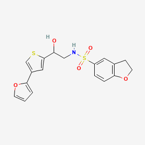 molecular formula C18H17NO5S2 B2854719 N-{2-[4-(furan-2-yl)thiophen-2-yl]-2-hydroxyethyl}-2,3-dihydro-1-benzofuran-5-sulfonamide CAS No. 2380068-06-2
