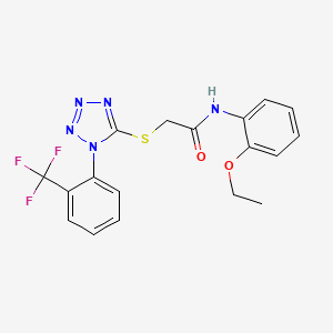 molecular formula C18H16F3N5O2S B2854721 N-(2-ethoxyphenyl)-2-((1-(2-(trifluoromethyl)phenyl)-1H-tetrazol-5-yl)thio)acetamide CAS No. 941876-71-7