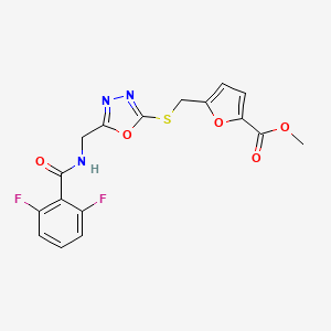 molecular formula C17H13F2N3O5S B2854724 Methyl 5-(((5-((2,6-difluorobenzamido)methyl)-1,3,4-oxadiazol-2-yl)thio)methyl)furan-2-carboxylate CAS No. 921044-71-5