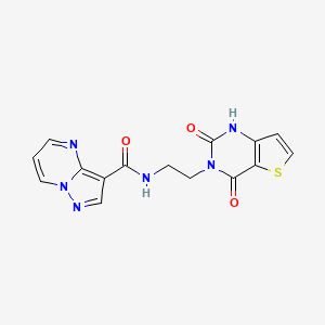 molecular formula C15H12N6O3S B2854735 N-(2-(2,4-dioxo-1,2-dihydrothieno[3,2-d]pyrimidin-3(4H)-yl)ethyl)pyrazolo[1,5-a]pyrimidine-3-carboxamide CAS No. 2034286-46-7