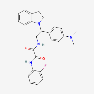 molecular formula C26H27FN4O2 B2854740 N1-(2-(4-(dimethylamino)phenyl)-2-(indolin-1-yl)ethyl)-N2-(2-fluorophenyl)oxalamide CAS No. 941914-35-8