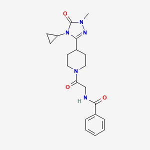 molecular formula C20H25N5O3 B2854753 N-{2-[4-(4-cyclopropyl-1-methyl-5-oxo-4,5-dihydro-1H-1,2,4-triazol-3-yl)piperidin-1-yl]-2-oxoethyl}benzamide CAS No. 1797260-05-9