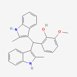 molecular formula C26H24N2O2 B2854757 2-[bis(2-methyl-1H-indol-3-yl)methyl]-6-methoxy-Phenol CAS No. 618406-17-0