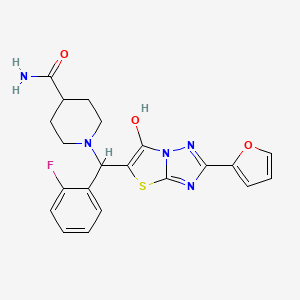 1-((2-Fluorophenyl)(2-(furan-2-yl)-6-hydroxythiazolo[3,2-b][1,2,4]triazol-5-yl)methyl)piperidine-4-carboxamide